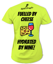 Load image into Gallery viewer, Fuelled by Cheese Hydrated by Wine Womens tee