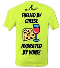 Load image into Gallery viewer, Fuelled By Cheese Hydrated By Wine Mens Tee