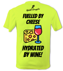 Fuelled By Cheese Hydrated By Wine Mens Tee