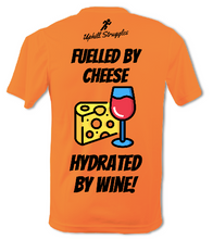 Load image into Gallery viewer, Fuelled By Cheese Hydrated By Wine Mens Tee