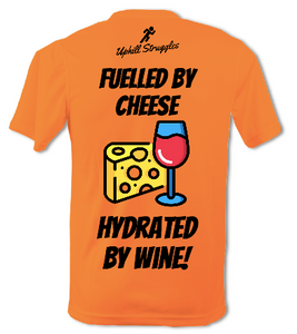 Fuelled By Cheese Hydrated By Wine Mens Tee