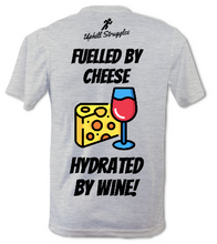 Load image into Gallery viewer, Fuelled By Cheese Hydrated By Wine Mens Tee