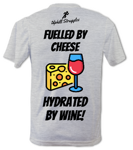 Fuelled By Cheese Hydrated By Wine Mens Tee