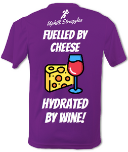 Fuelled By Cheese Hydrated By Wine Mens Tee