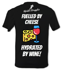 Fuelled By Cheese Hydrated By Wine Mens Tee