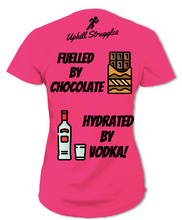 Load image into Gallery viewer, Fuelled by Chocolate Hydrated by Vodka Womens Tee