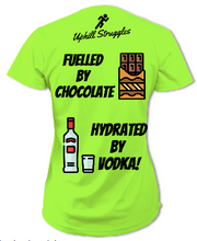 Load image into Gallery viewer, Fuelled by Chocolate Hydrated by Vodka Womens Tee