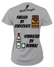 Load image into Gallery viewer, Fuelled by Chocolate Hydrated by Vodka Womens Tee